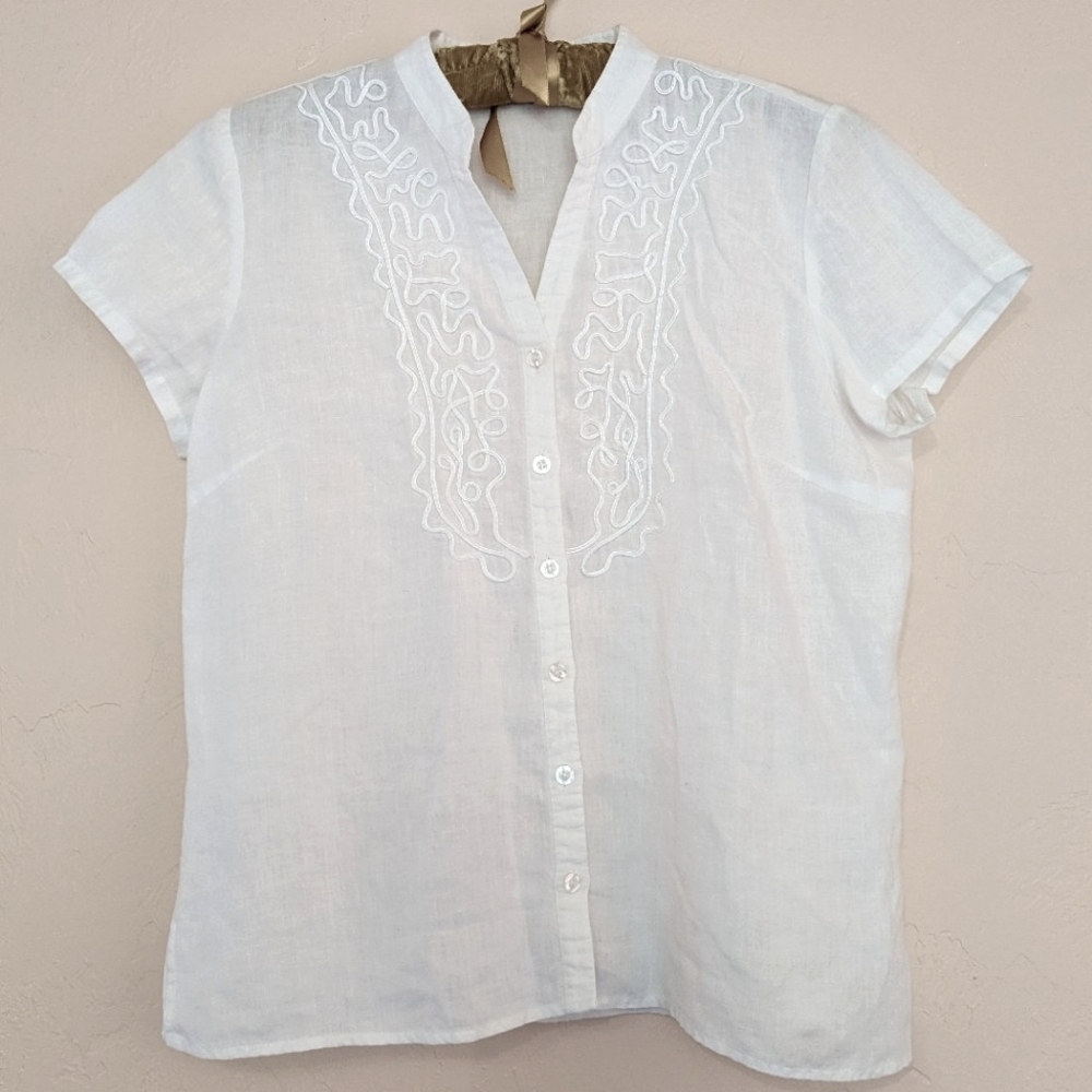 White linen E Col O Gie blouse